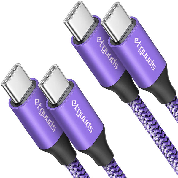 etguuds 10ft USB C to USB C Cable 2-Pack, 60W Fast Charging Cord for iPhone 15 Pro Max/Plus, Macbook/iPad, Samsung