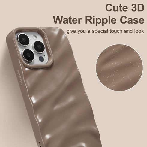 QLTYPRI 12/iPhone 12 Compatible with iPhone Pro Case, Cute Wave Water Ripple Pattern Case for Girls Women, Slim Satin