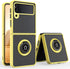 TJS Case for Samsung Galaxy Z Flip 3 5G, Metal Ring Kickstand, Magnetic Support, Drop Protective Cover (Yellow)