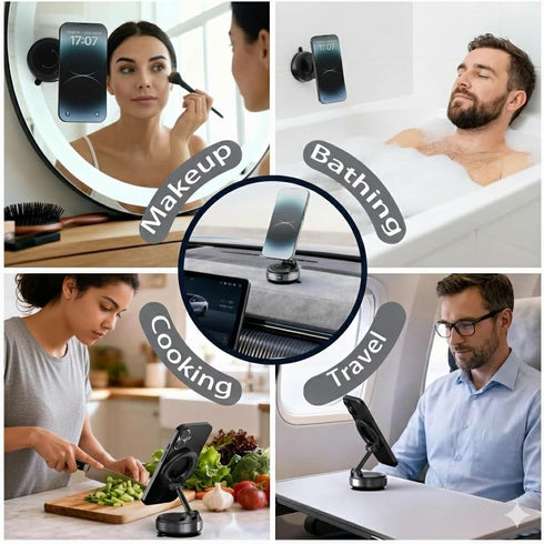 Zonfy Sun 360 17 16 15 14 13 12 Foldable Magnetic Car Phone Mount with Suction Cup Rotatable MagSafe-Compatible Holder