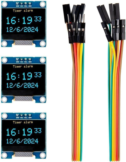 ELEGOO 3PCS 0.96 Inch OLED Display Screen Module Compact Self-Luminous SSD1306 I2C Display