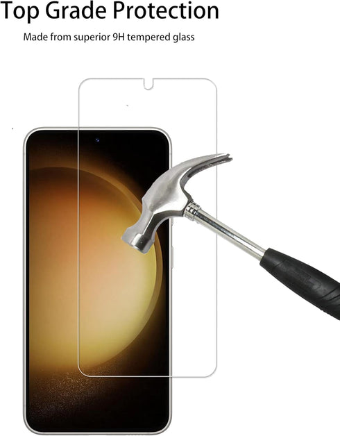 Samsung Galaxy S23 5G Easy Alignment Frame, 2-Pack Tempered Glass Screen Protector & Camera Lens Protector Film.