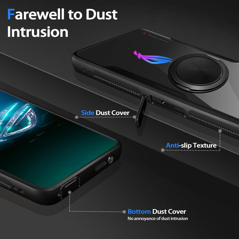 ASUS ROG Phone 8/8 Pro (2024) Magnetic Stand Case, 360 Rotatable Ring Kickstand, No-Yellowing Crystal Clear Anti-Slip