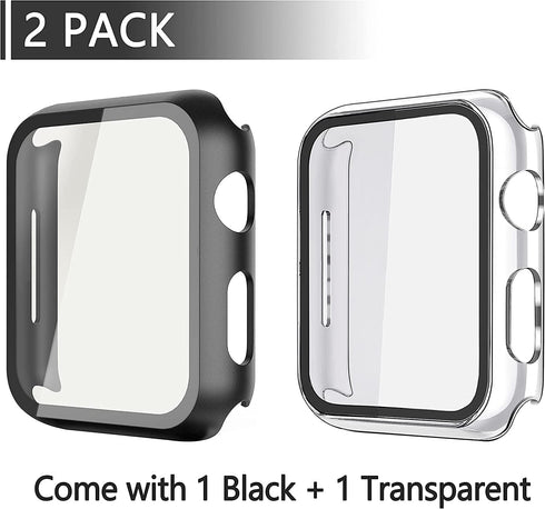 Misxi 2 Pack PC Case with Tempered Glass Screen Protector for Apple Watch SE 2 (2024) and Series 4-6, 40mm