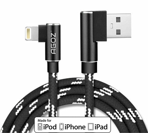 AGOZ 4FT Apple MFI Certified Lightning iPhone Cable, 90 Right Angle, FAST Charger Cord Compatible with iPhone 14