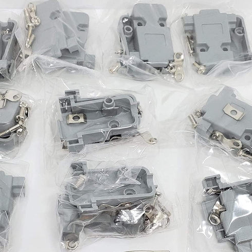 JRready ST6237 DB9 Connector - 20 PCS 9 Pin Gray Plastic Hoods Set of Crimp Solder D-Sub Connector Assortment Kit