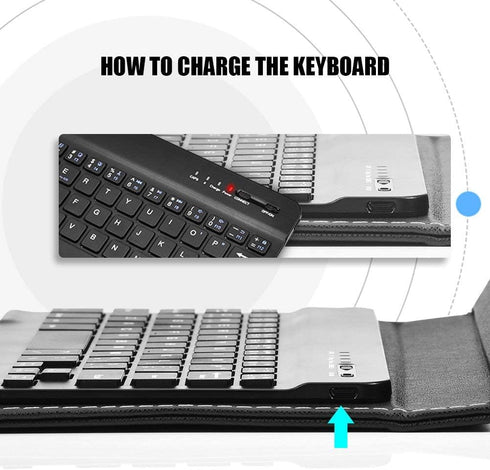 V BESTLIFE Portable Wireless Bluetooth Keyboard with Leather Case, Universal Portfolio Flip Case for 4.5''-6.8'' Phones