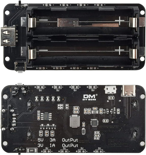 diymore 1865O V8 5V/3A 3V/1A Arduino(2 Battery Holder Double Li-ion Battery Shield Micro USB Power Bank Battery