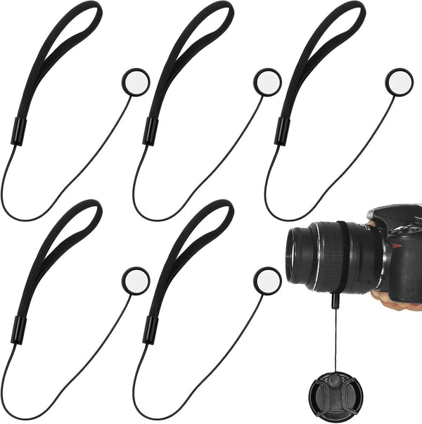 Asofelk 5PCS Camera Lens Cap Tether, Universal Lens Cap Leash & Keeper/Elastic String
