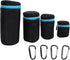 4Pcs Neoprene Waterproof DSLR Camera Lens Pouch Zipper Bag with Metal Hook for Camera Lens