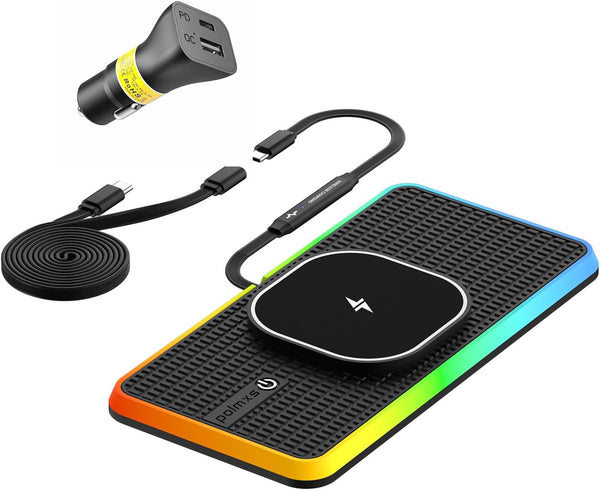 POLMXS Magnetic Wireless Car Charger Charging pad, 15W Wireless Phone Charger Cell Phone