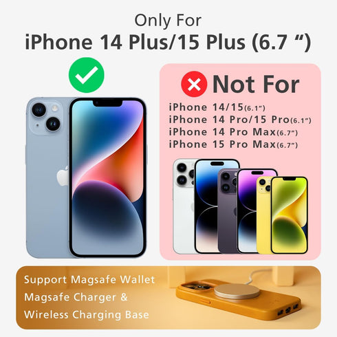 alto Magnetic Leather Case for iPhone 15 Plus and 14 Plus, Shockproof Italian Leather, 6.7 inch, Black