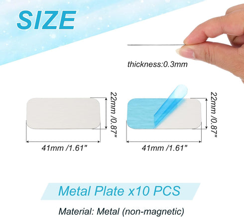 PATIKIL 22mmx41mm 10pcs Metal Plate for Phone Magnet, Rectangular Adhesive Metal Plate Replacement Stickers