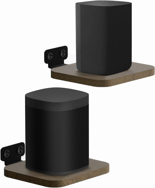 Universal Rear Speaker Wall Mount for Samsung, Roku, Sony, JBL, Vizio, LG - Adjustable Wooden Shelf for Satellite