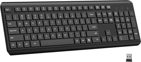 EDJO Wireless Keyboard, 2.4G Full-Sized Cordless USB Silent Computer Keyboard, Ergonomic Tilt Angle,