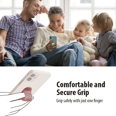 Momostick Flatstick, Cell Phone Finger Grip Strap Holder, Slim Finger Loop Selfie Grip for Most Smartphones - Glitter