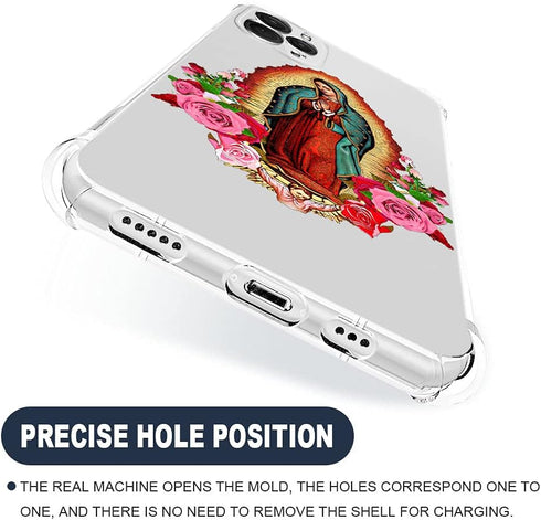 CARLOCA Clear Shockproof TPU Bumper Case for iPhone 11, Flower Lady Religion Pattern Design for Girls