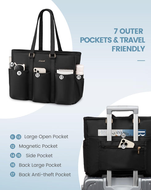 LOVEVOOK Laptop Tote Bag for Women Work, Teacher Tote Bag Nurse Bag With Large Cup Holder, Utility Professional