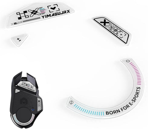 YIMAGUJRX Glass Mouse Skates for Logitech G 502 Lightspeed Wireless, Fastest Smoothest Mouse Feet (White Print)