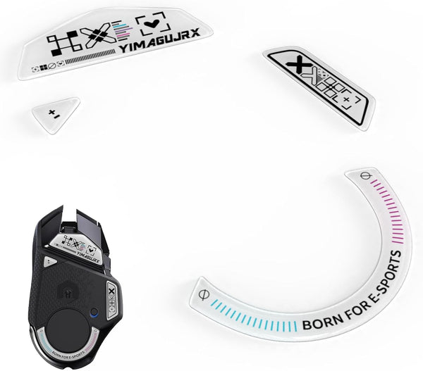 YIMAGUJRX Glass Mouse Skates for Logitech G 502 Lightspeed Wireless, Fastest Smoothest Mouse Feet (White Print)