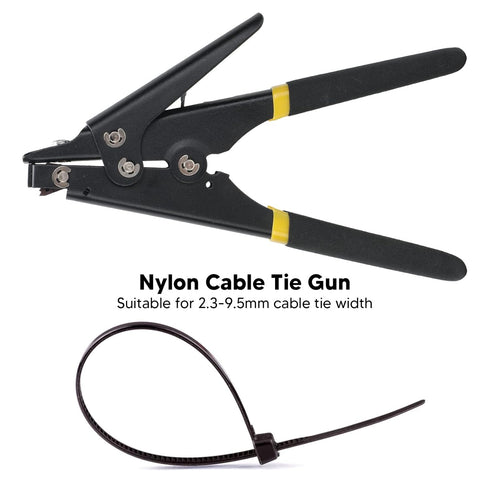 FTVOGUE Nylon Cable Tie Tension Plastic Zip Tie Fastening and Cutting Tool in Black