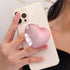 Expanding Mobile Cell Phone Grip, Heart Shape Glass Holder for Smartphones, Collapsible Stand (Pink)
