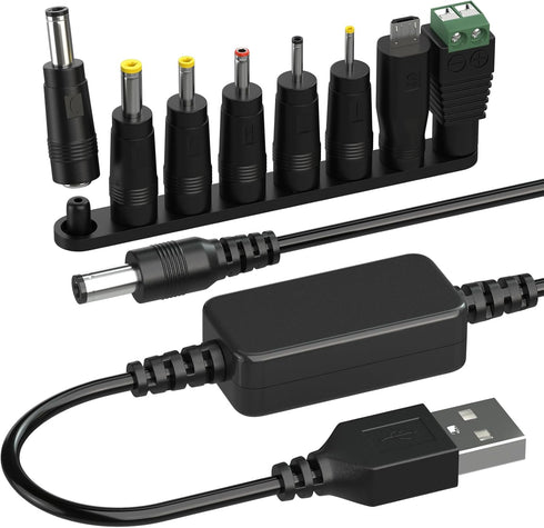 DROK USB to 9v Adapter - 5v to 9v Boost Converter, 1.1m/3.6FT USB