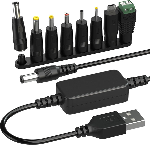 DROK USB to 9v Adapter - 5v to 9v Boost Converter, 1.1m/3.6FT USB