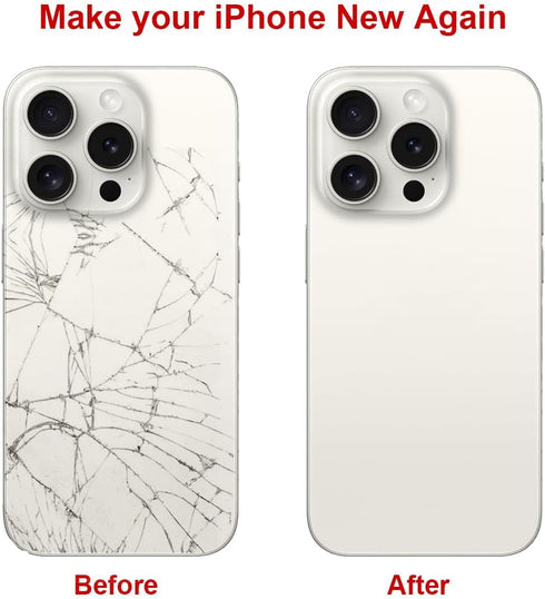 OEM Rear Back Glass Replacement for iPhone 15 Pro 6.1 inches with Repairing Tool Kit (White Titanium)