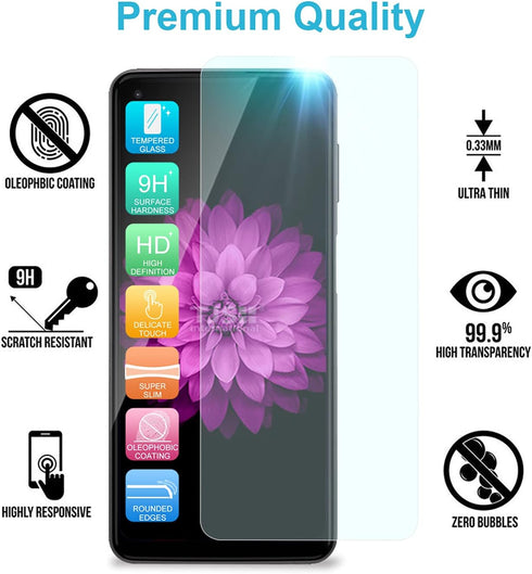 TJS Compatible with Motorola Moto One 5G Ace 2021 Case, Heavy Duty Protector Phone Case with Tempered Glass Screen