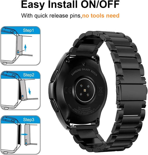 Valkit Compatible with Samsung Galaxy Watch 46mm, Galaxy Watch 3 45mm, Gear S3 Classic, 2 Pack Stainless Steel Bands