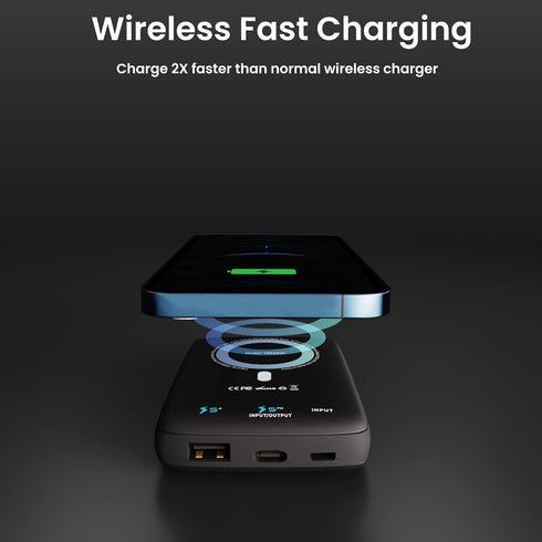 TECHSMARTER 10000mAh Magnetic Wireless Power Bank, 18W USB-C PD Portable Phone Charger, Compatible with iPhone 12, 13,