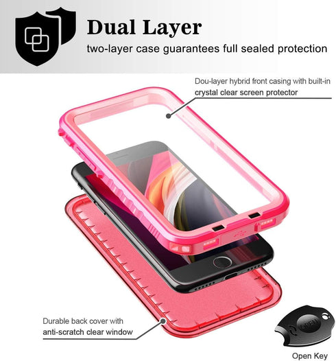 SPORTLINK Waterproof Case - for iPhone SE 3rd 2022/SE 2nd 2020/7/8, Full Body Shockproof Dustproof Case