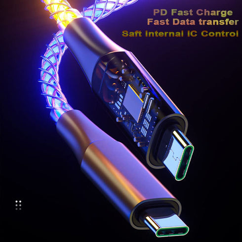 AYI RGB USB Type C to USB A 2.0 Charger Cable, Fast Charging High Data Speed, 39 Inches Compatible with All Type C