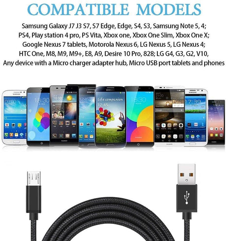 Micro USB Cable 10FT for PS4 Controller Charger, Compatible with PS4 Slim/Pro, Xbox One S/X, Fire HD67810