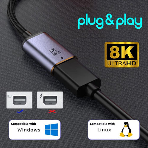 xiwai USB-C Type C Female to Mini Displayport DP 1.4 Sink Cable, 8K@60hz, 4K@120hz for Tablet Laptop