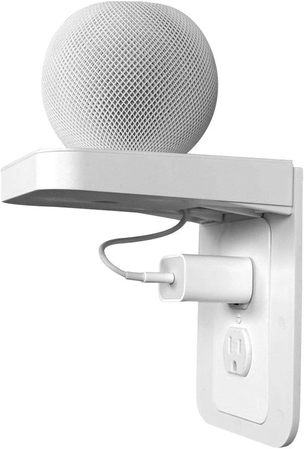 Outlet Shelf Holder with Built-in Cable Management, Space Saving for Homepod Mini, Google Home, Smart Speakers
