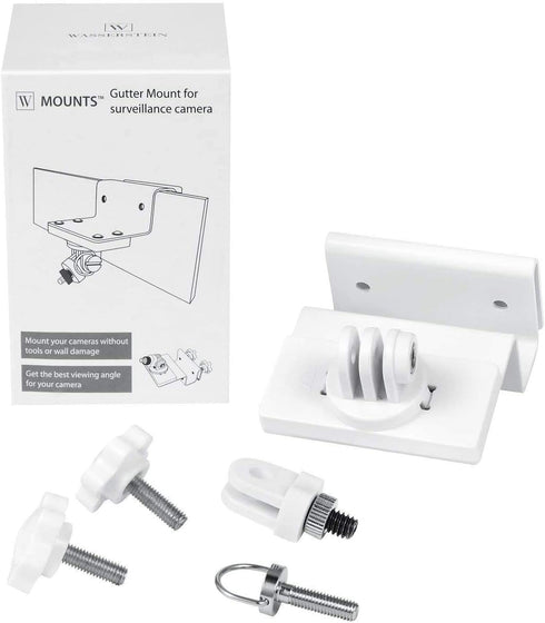 Wasserstein Weatherproof Gutter Mount for Arlo Cameras, White, 360-Degree Swivel, Easy Installation