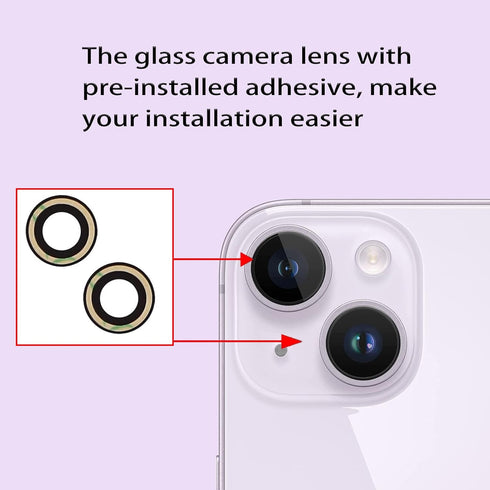 Dogxiong 2pcs/Set Rear Back Camera Glass Lens Replacement for iPhone 14 Plus, Glass Camera Lens Covers with Adhesive