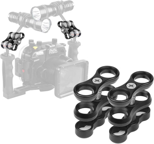 2 PCS x 1" Inch Aluminum Standard Long Ball Clamp Mount for Underwater Diving Light Arm System, Works with Ram Mounts