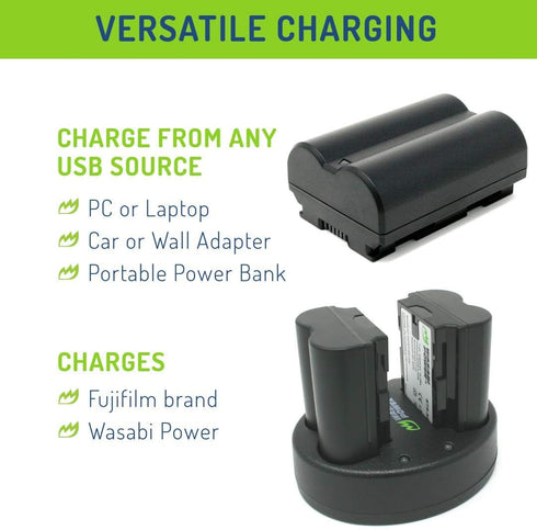 Fujifilm NP-W235 Dual Charger & Battery (2-Pack) for X-H2S, GFX 50S II, GFX 100S, X-T4, VG-XT4 Vertical Grip