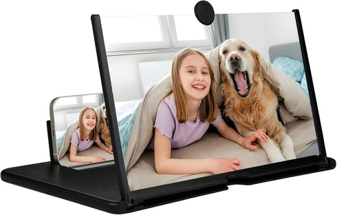 KUVPIUS Phone Screen Magnifier, 3D HD Screen Amplifier Fresnel Lens Eye Protection, Foldable