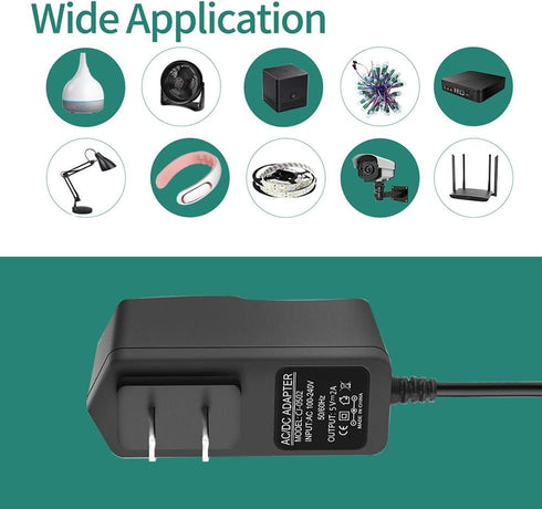 5V 2A DC Power Supply Adapter, 100-240V AC to DC 5 Volt 2 Amp for TV Box LED Strip Lights Speaker