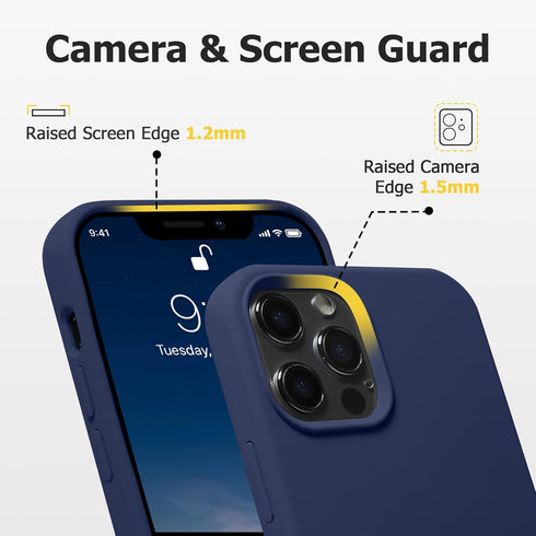 JELE Shockproof Case for iPhone 12 Pro Max - Navy Blue Liquid Silicone with Military Grade Drop Protection