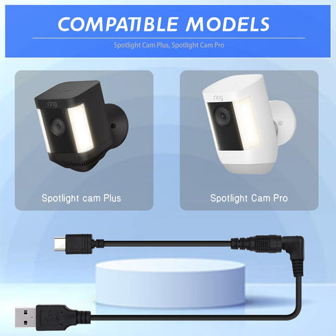 Charge Cable Power Adapter for Ring Stick Up Cam Battery 3rd Gen/2nd Gen, Weatherproof Power Cord, 13.2FT
