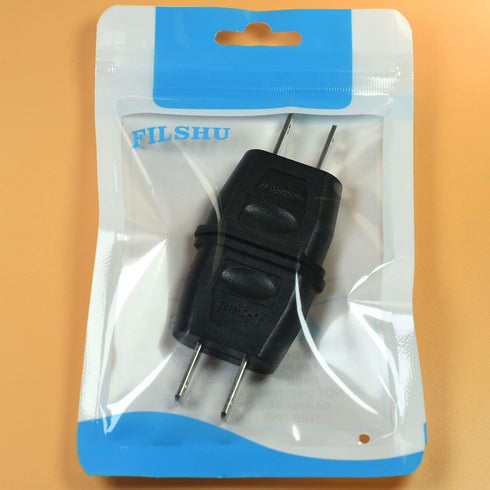 Socket Plug Adapter Europe EU Euro to US Travel Charger AC Power Converter (2PCS, Black)