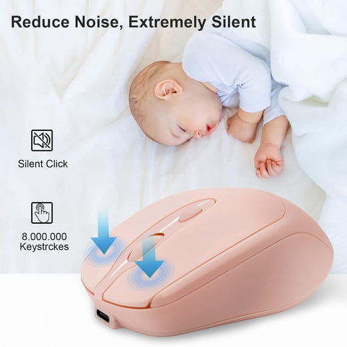 Rechargeable Wireless Mouse, Bluetooth Mouse for Laptop, iPad, MacBook Pro/Air, Silent Mouse for PC, Surface Pro,
