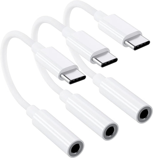 3 Pack USB-C to 3.5 mm Headphone Jack Adapter, Compatible with iPhone 15, iPad Pro, Samsung Galaxy S23/S22 Ultra.