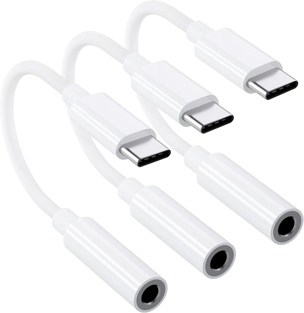 3 Pack USB-C to 3.5 mm Headphone Jack Adapter, Compatible with iPhone 15, iPad Pro, Samsung Galaxy S23/S22 Ultra.