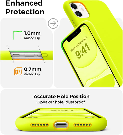 AOTESIER iPhone 11 Case, Full Body Drop Shockproof Protection, Food Grade Silicone, Soft Anti-Scratch Lining, Neon